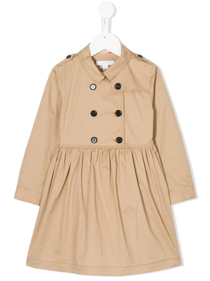 Burberry Kids - Long-sleeve Dress - Kids - Cotton/spandex/elastane - 6 Yrs, Nude/neutrals