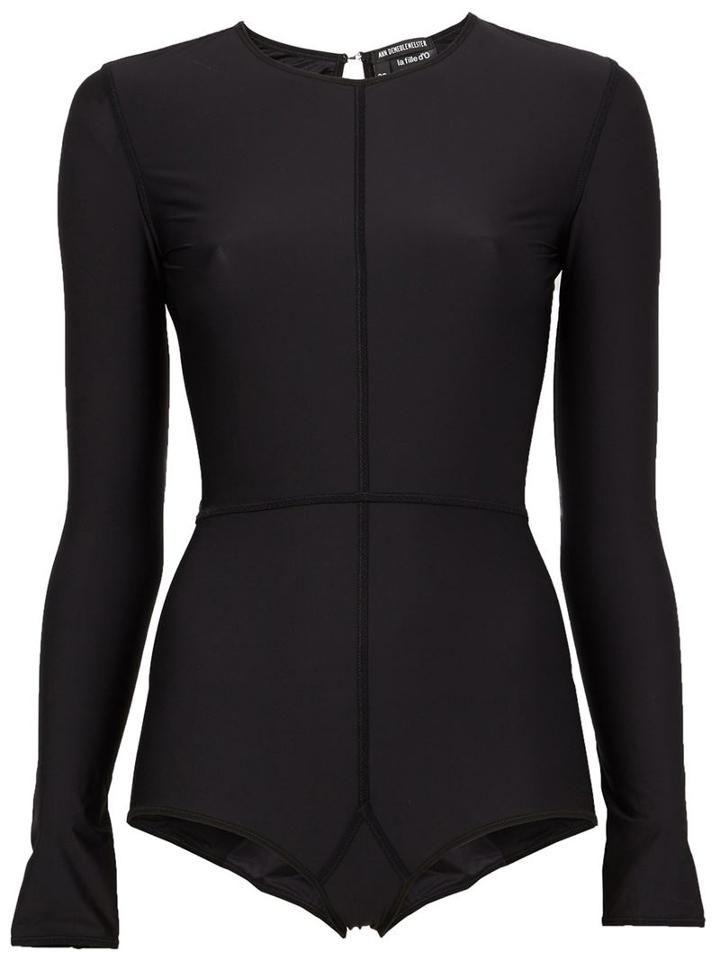 Ann Demeulemeester Panelled Bodysuit, Women's, Size: 42, Black, Cotton/elastodiene/nylon