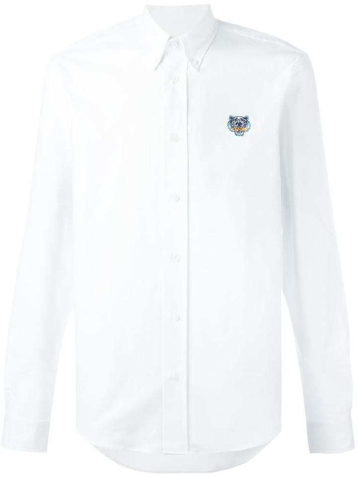 Kenzo 'mini Tiger' Button Down Shirt, Men's, Size: Large, White, Cotton