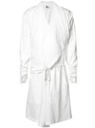 Lost & Found Ria Dunn Asymmetric Draped Coat, Size: Large, White, Cotton/polyurethane