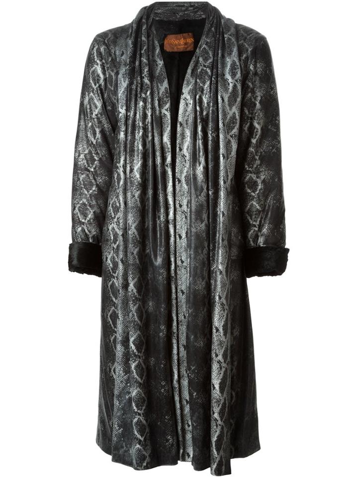 Yves Saint Laurent Vintage Snakeskin Print Coat - Black