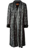 Yves Saint Laurent Vintage Snakeskin Print Coat - Black