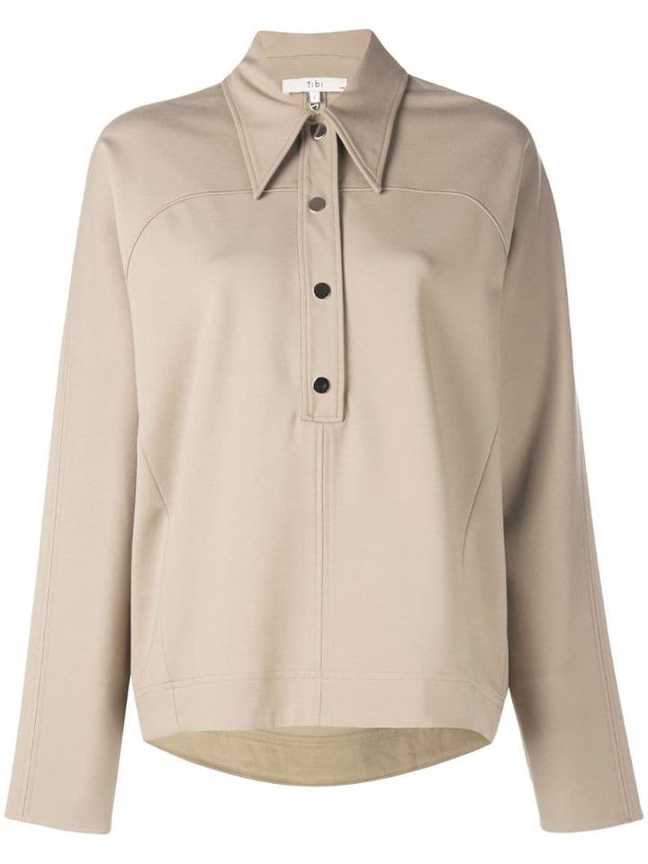Tibi Stretch Knit Oversized Top - Neutrals