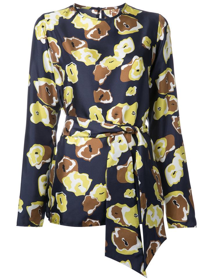 Martin Grant Floral Print Blouse, Women's, Size: 38, Blue, Silk