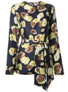 Martin Grant Floral Print Blouse, Women's, Size: 38, Blue, Silk