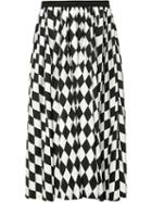 Tome - Diamond Print Full Skirt - Women - Cotton - 6, Black, Cotton