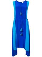 Figue Colour-block Belted Asymmetric Midi Dress - Blue