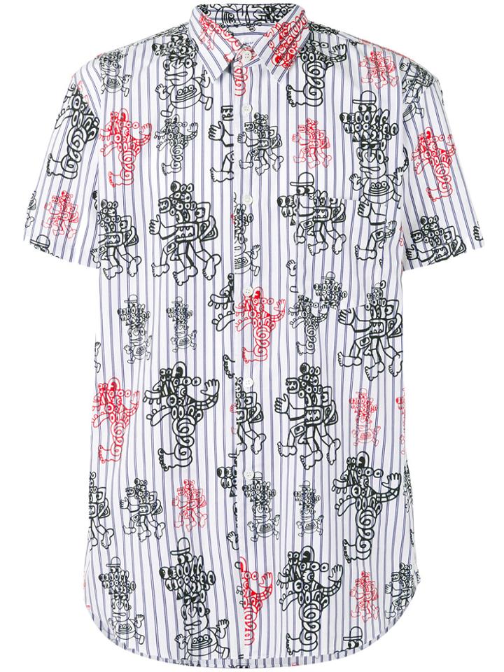 Comme Des Garçons Shirt Printed Striped Shortsleeved Shirt -
