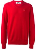Comme Des Garçons Play - Embroidered Heart Jumper - Men - Wool - L, Red, Wool