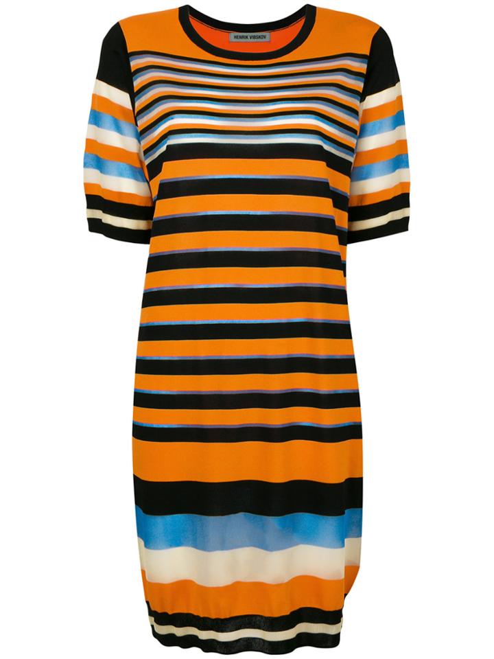 Henrik Vibskov Multi-stripe T-shirt Dress - Yellow & Orange