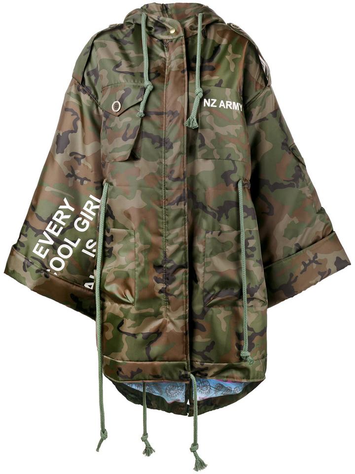 Natasha Zinko - Oversized Camouflage Parka - Women - Cotton/polyamide - 34, Green, Cotton/polyamide
