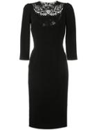 Dolce & Gabbana Lace-insert Fitted Dress, Women's, Size: 46, Black, Acetate/viscose/spandex/elastane/polyester
