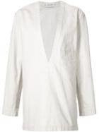 Lemaire Deep V Neck Tunic, Women's, Size: 36, White, Cotton