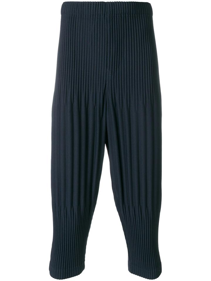 Homme Plissé Issey Miyake Ribbed Effect Trousers - Blue