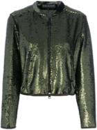 Luisa Cerano - Sequinned Bomber Jacket - Women - Polyester - 36, Green, Polyester