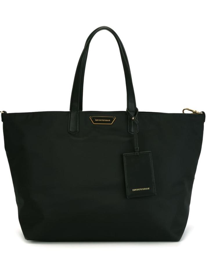Emporio Armani Large Atene Reversible Tote, Women's, Black, Polyamide/polyurethane