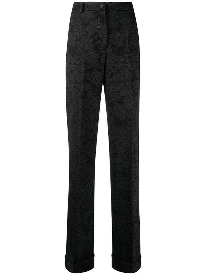 Dolce & Gabbana High Waisted Jacquard Trousers - Black