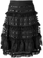 Temperley London Ruffled A-line Skirt, Women's, Size: 10, Black, Cotton/silk/nylon