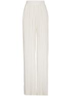 Lot78 Wide Leg Striped Trousers - White