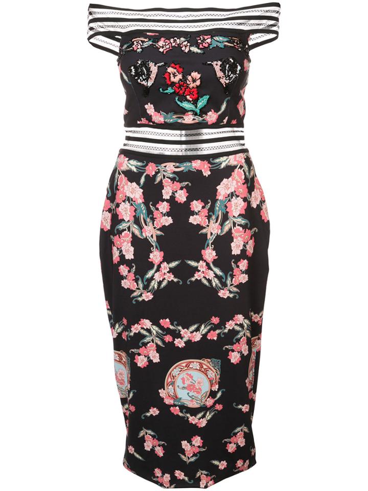 Patbo Floral Hand-beaded Dress - Black