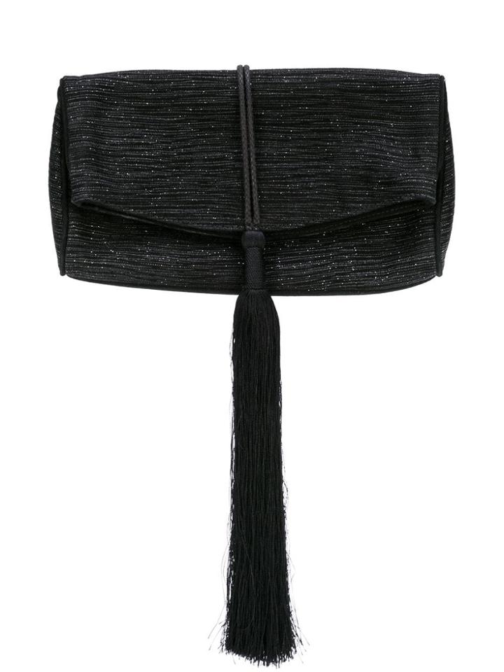 Cushnie Tassel Detail Metallic Purse - Black