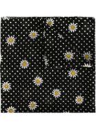 Saint Laurent Daisy Print Scarf, Women's, Black, Wool