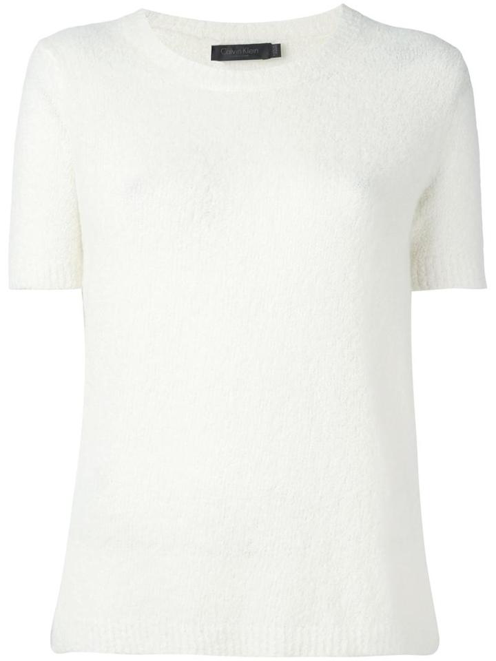 Calvin Klein Short Sleeve Jumper, Women's, Size: Small, White, Silk/cashmere