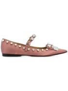 Sergio Rossi Embellished Pointed Ballerinas - Pink & Purple