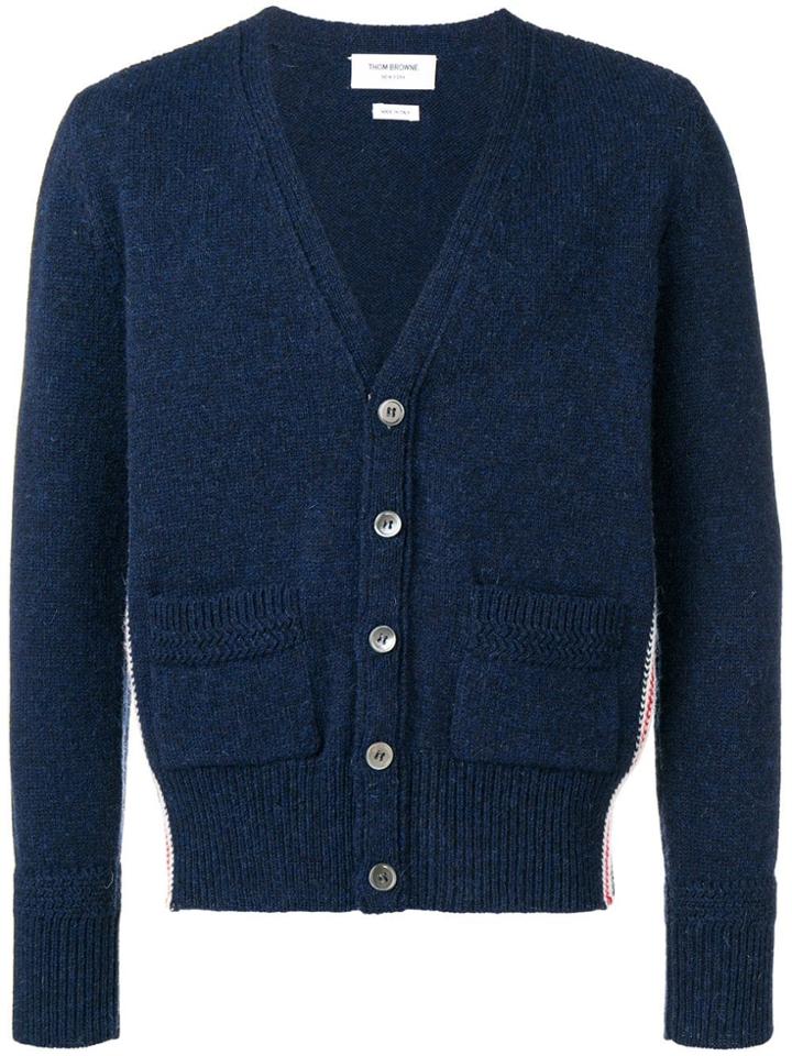 Thom Browne Relaxed Rwb Intarsia Stripe Cardigan - Blue