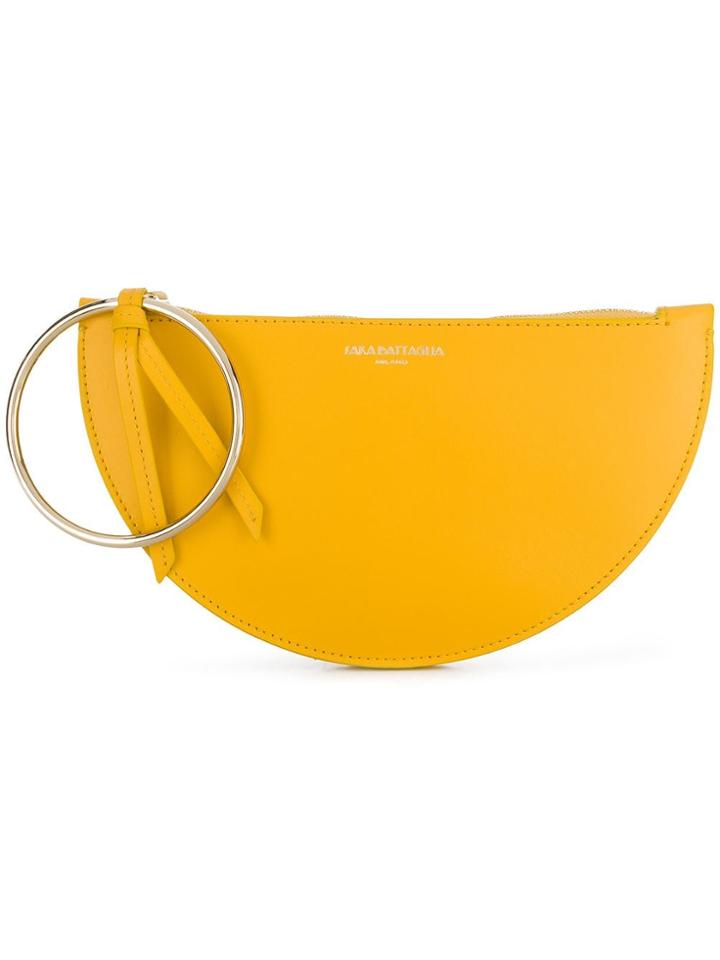 Sara Battaglia Half-moon Clutch Bag - Yellow & Orange