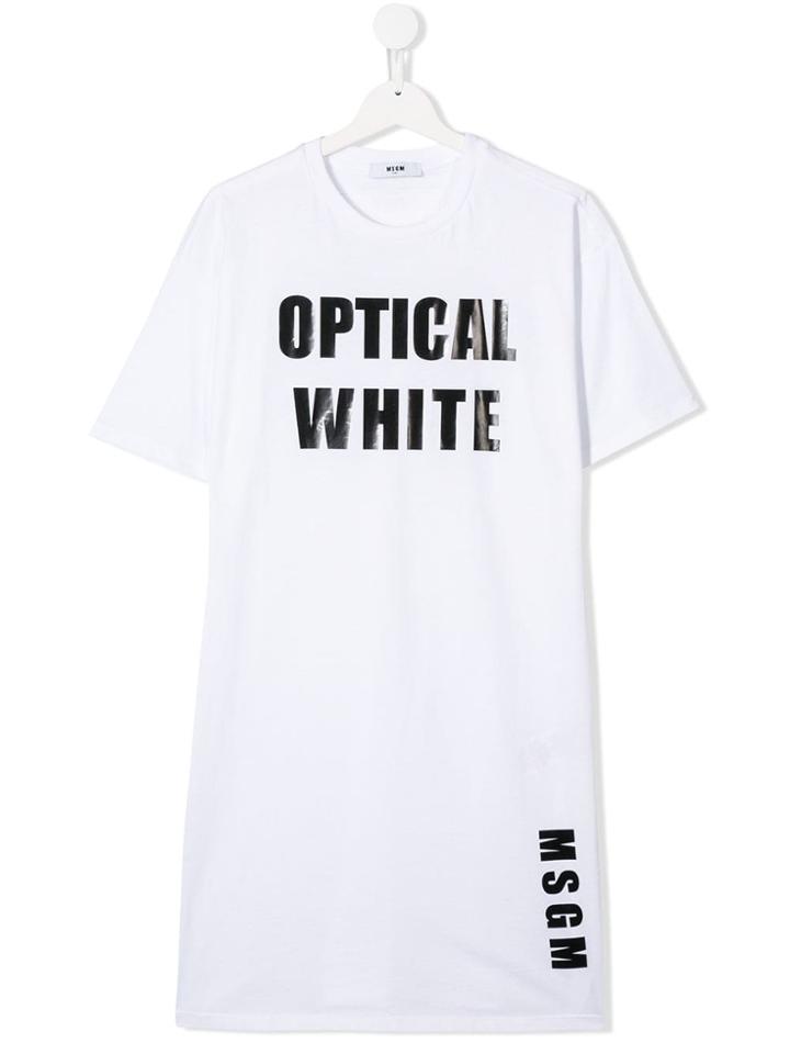 Msgm Kids Slogan T-shirt Dress - White