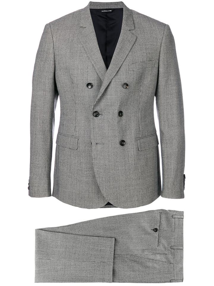 Tonello Micro-houndstooth Double Breasted Suit - Black