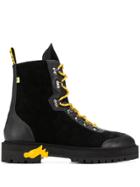 Off-white Contrasting Lace-up Boots - Black