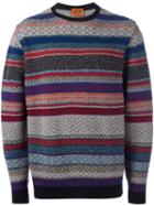 Missoni Striped Crew Neck Pullover, Men's, Size: 52, Nylon/camel Hair/wool/alpaca