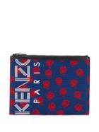 Kenzo Rose Print Clutch Bag - Blue