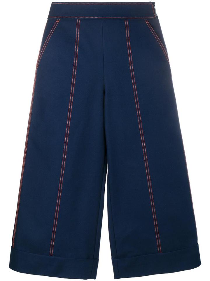 Msgm Contrast Stitch Culottes - Blue