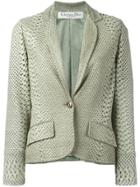 Christian Dior Vintage Perforated Snakeskin Effect Jacket - Green