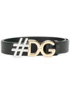 Dolce & Gabbana Hashtag Logo Buckle Belt - Black