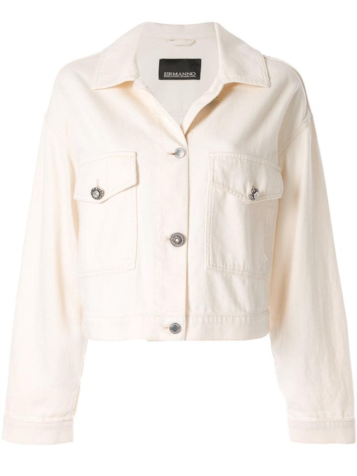 Ermanno Scervino Embellished Buttons Denim Jacket - White