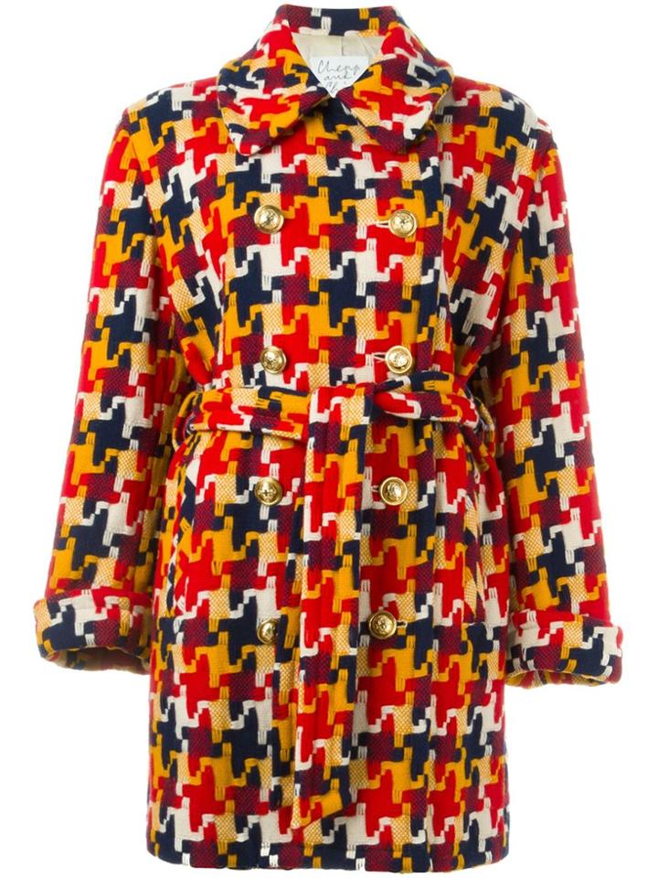 Moschino Vintage Houndstooth Coat - Red