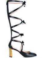 Gucci Pearl Bow Cut Out 83 Boots - Black