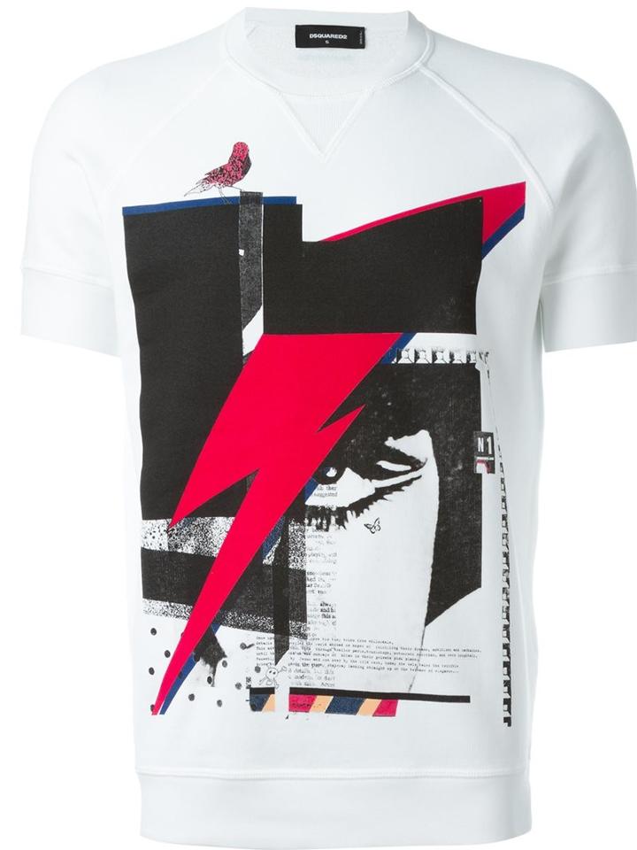 Dsquared2 Lightning Eye Print T-shirt, Men's, Size: Small, White, Cotton