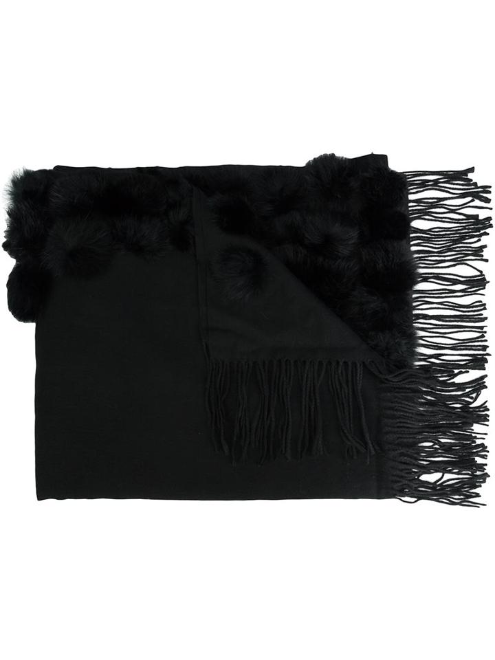 Dolce Cabo Fringed Ends Scarf, Women's, Black, Cotton/rabbit Fur