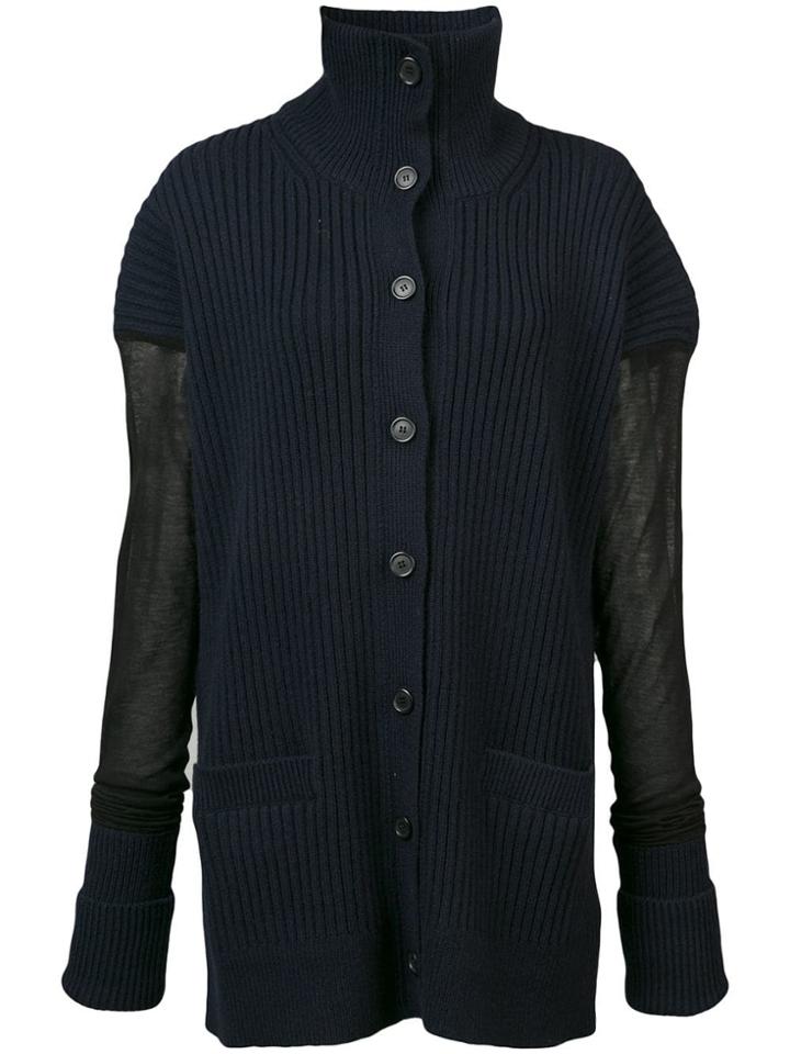 Maison Margiela Sheer Sleeve Cardigan - Blue