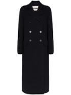 Jil Sander Double-breasted Long Wool Coat - Blue