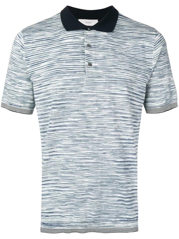 Pringle Of Scotland Space Dye Knitted Polo Shirt - Blue