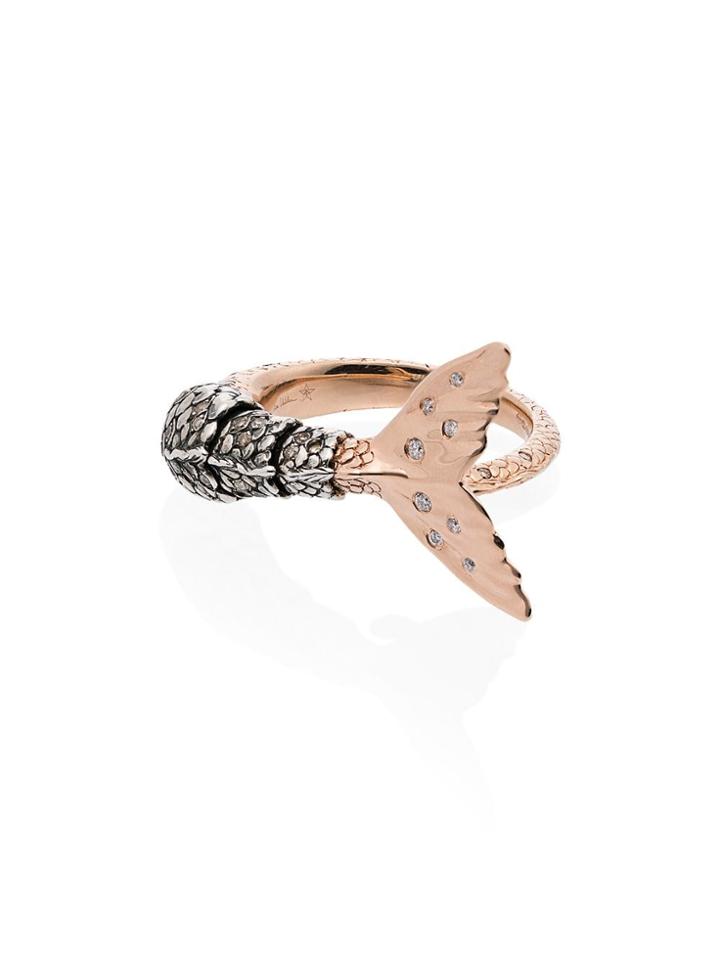 Bibi Van Der Velden Rose Gold Mermaid Diamond Ring - Multicoloured