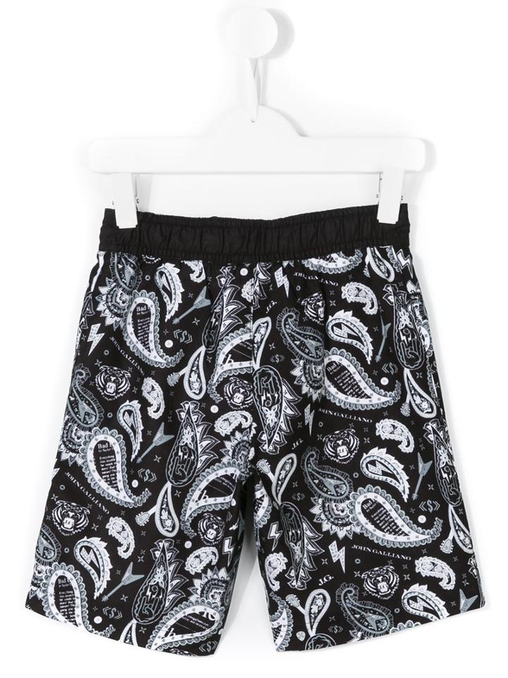John Galliano Kids Paisley Print Swim Shorts, Toddler Boy's, Size: 4 Yrs, Black