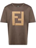 Fendi Embroidered Ff Logo T-shirt - Brown