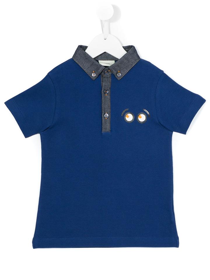 Fendi Kids - Eyes Print Polo Shirt - Kids - Cotton - 4 Yrs, Blue